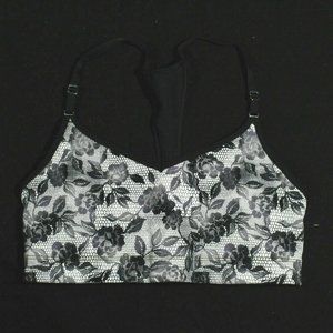 Victoria's Secret VSX Player Sport Bra White Black Floral Lace. Medium NWOT
